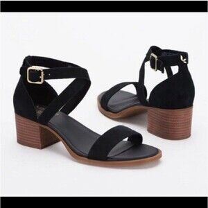 Koolaburra By Ugg Eliani Suede Heeled Sandals Black Strappy - Size 8.5